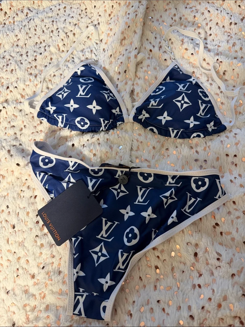 Louis Vuitton Navy & White Monogram Bikini Set